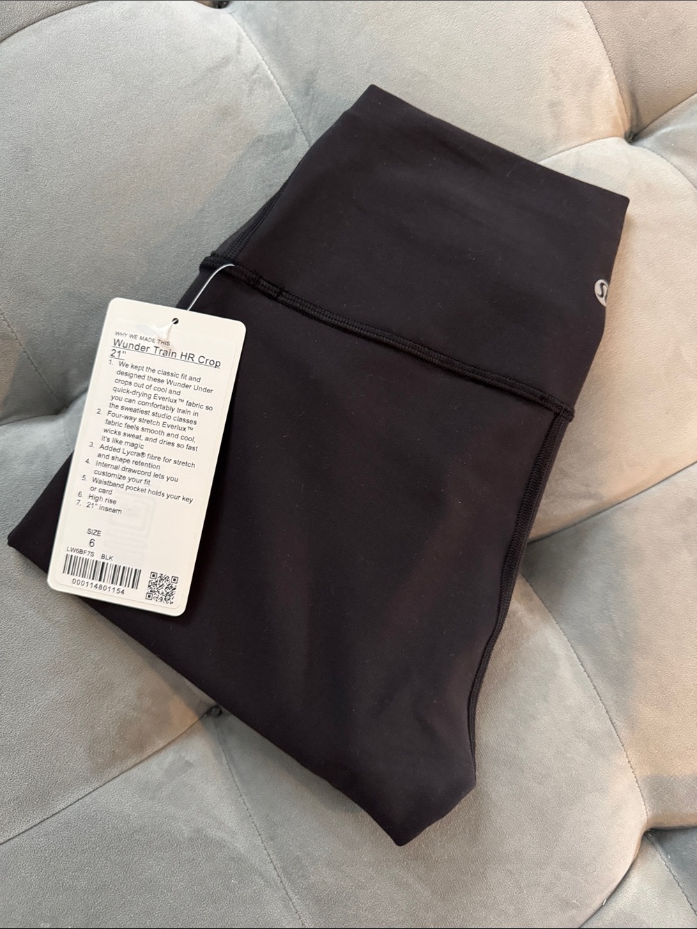 Lululemon Wunder Train HR Crop 21”inseam Black 6